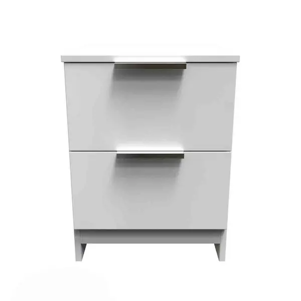 Image of Welcome Furniture Ready Assembled Plymouth 2 Drawer Bedside Cabinet In White Gloss