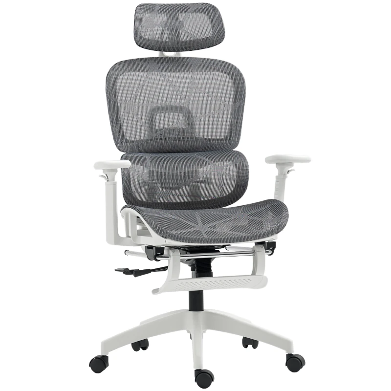 Image of HOMCOM HOMCOM Ergonomic Office Chair Swivel Computer Chair with 3D Armrest Grey Grey One Size Unisex 5063603058453