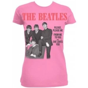 Image of The Beatles Please Please Me Pink Ladies TS: Medium