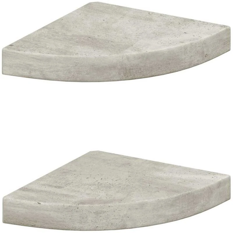 Image of VIDAXL Wall Corner Shelves 2 pcs Concrete Grey 25x25x3.8cm MDF vidaXL 8720286417355