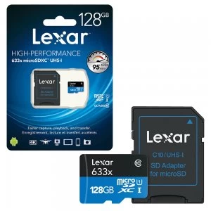 Image of Lexar 633x HS microSDXC UHS-I C10 with Adapter - 128GB