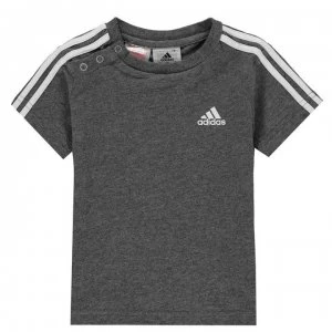 Image of adidas Stripe Essential T Shirt - DrkGrey/White