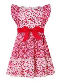 Image of Monsoon Baby Girls Aria Heart Dress - Red