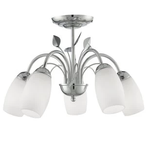 Image of Searchlight Lighting Collection Jade 5-Light Semi-Flush Ceiling Light - Chrome