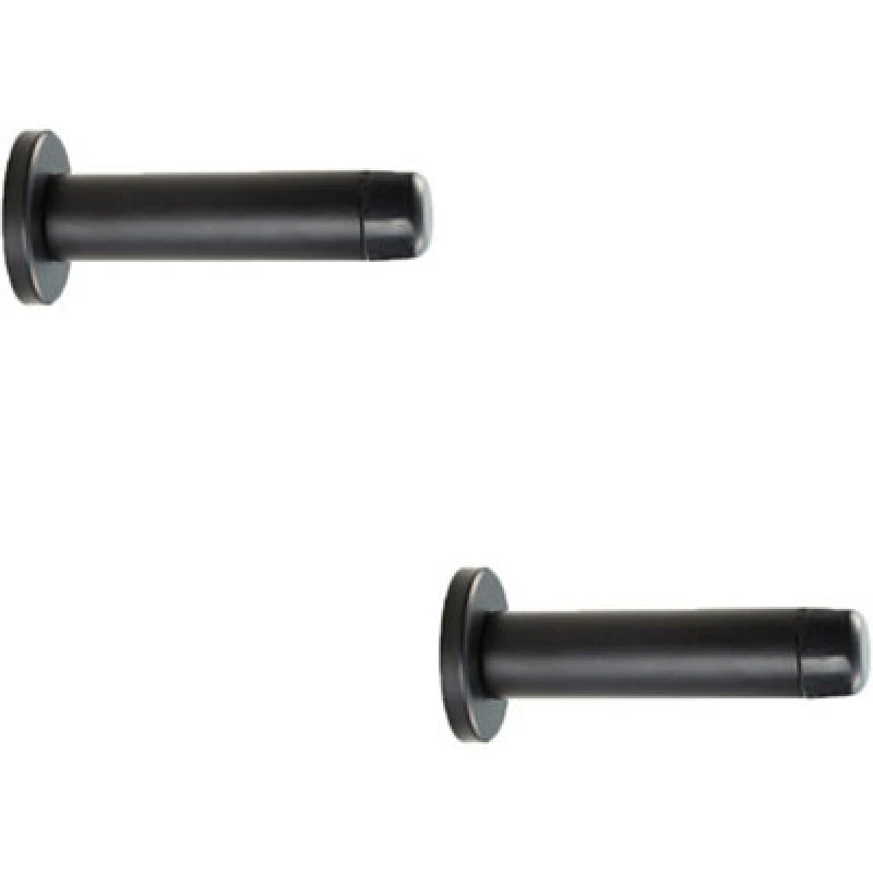 Image of Loops 2x Rubber Tipped Doorstop Cylinder with Rose Wall Mounted 70mm Matt Black Black