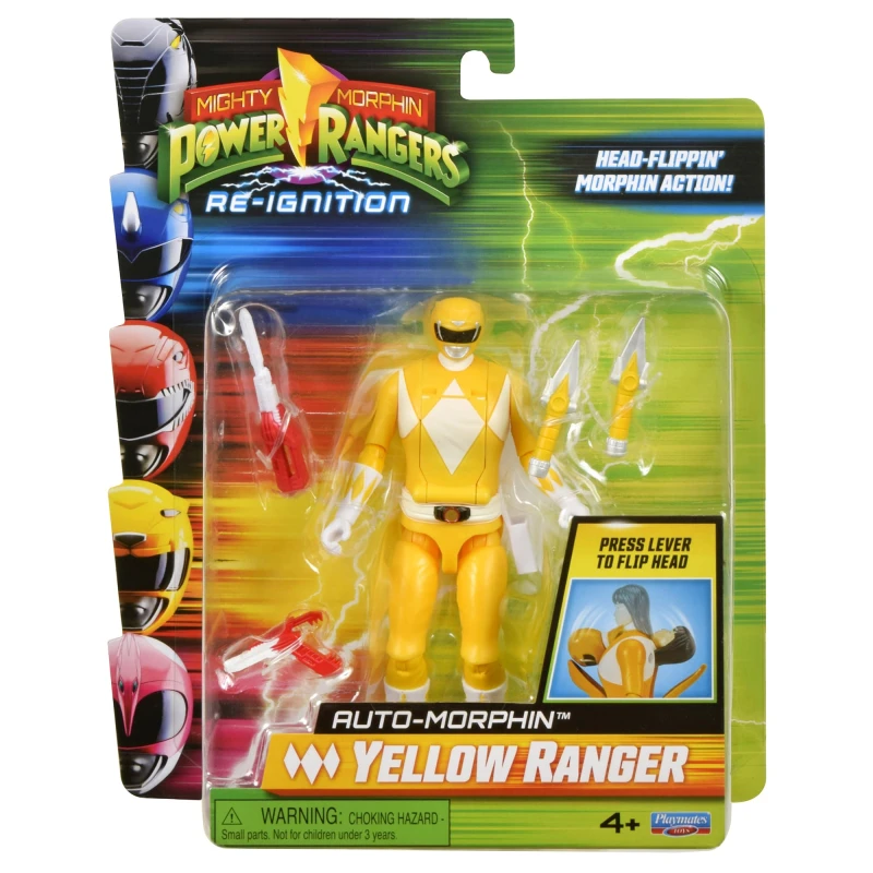 Image of Power Rangers Mighty Morphin Auto-Morphin Yellow Ranger Action Figure