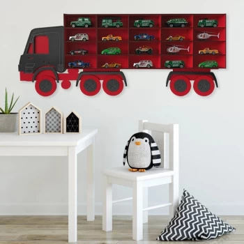 Image of Kamyon - Red, Black Red Black Decorative MDF Wall Shelf