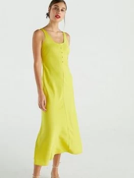 Image of WHISTLES Pippa Satin Slip Dress - Yellow, Size 12, Women