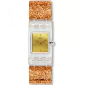 Image of Ladies Swatch Lady Square -Golden Jewel S Watch