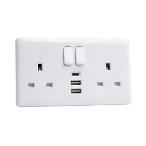 Image of Deta Vimark VC1288 Switched Socket 2-Gang + 3 USB Ports 13A DETVC1288