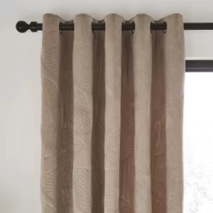 Image of Catherine Lansfield Velvet Pinsonic Leaf Warm Grey Eyelet Curtains Grey
