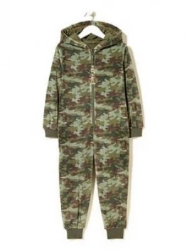 Image of Fatface Boys Camo Fleece All In One - Khaki