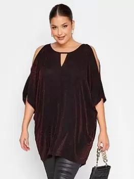 Image of Yours Party Cold Shoulder Cape Top - Red, Size 26-28, Women