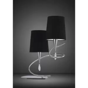 Image of Diyas - Table Lamp Mara 2 Bulbs E14, polished chrome with Black lampshade