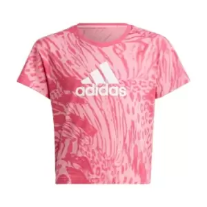 Image of adidas Future Icons Hybrid Animal Print Cotton Regular T- - Bliss Pink / Pulse Magenta / B