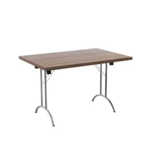 Image of One Union Folding Table 1200 X 700 Silver Frame Dark Walnut Rectangular Top