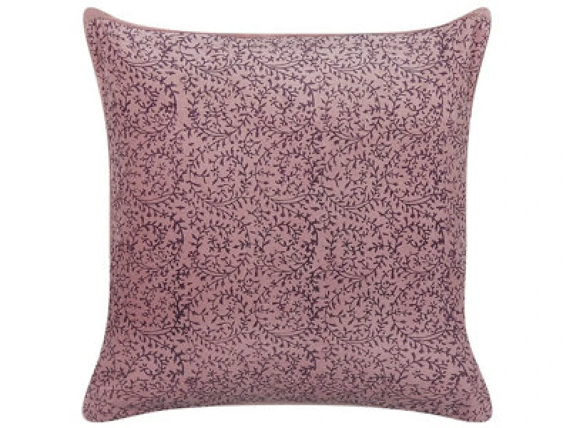 Image of Beliani Throw Cushion Romneya Velvet 45 X 45cm Pink Floral Pattern