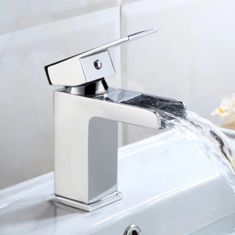 Image of NES HOME Ozone Contemporary Chrome Waterfall Cloakroom Basin Mono Mixer & Waste 2304+WST