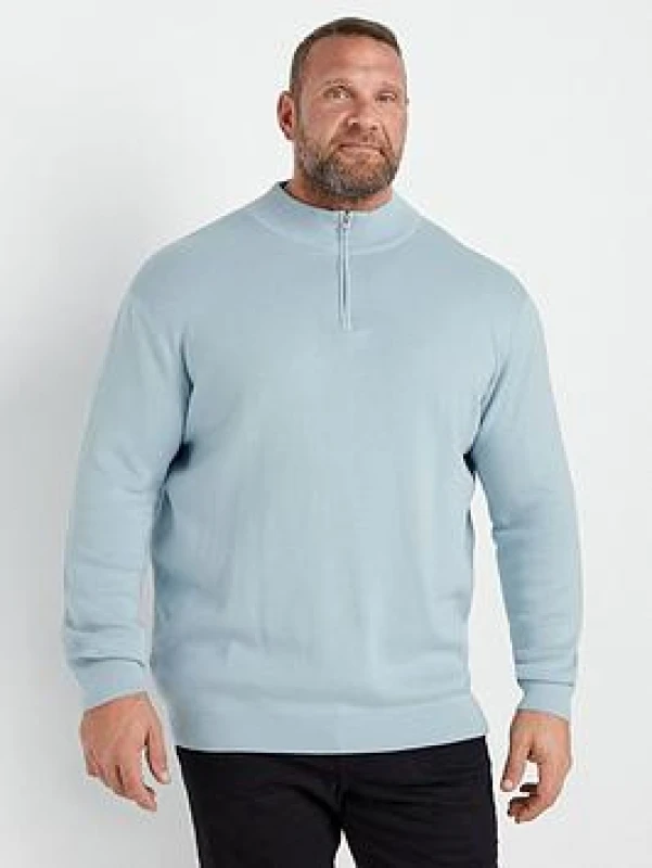 Image of BadRhino BadRhino Men Milano Quarter Zip Jumper in Light Blue Size: X-Large Light Blue 1XL Male 5063111714926