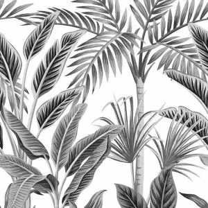 Image of Grandeco Black & White Tropical Matt Mural