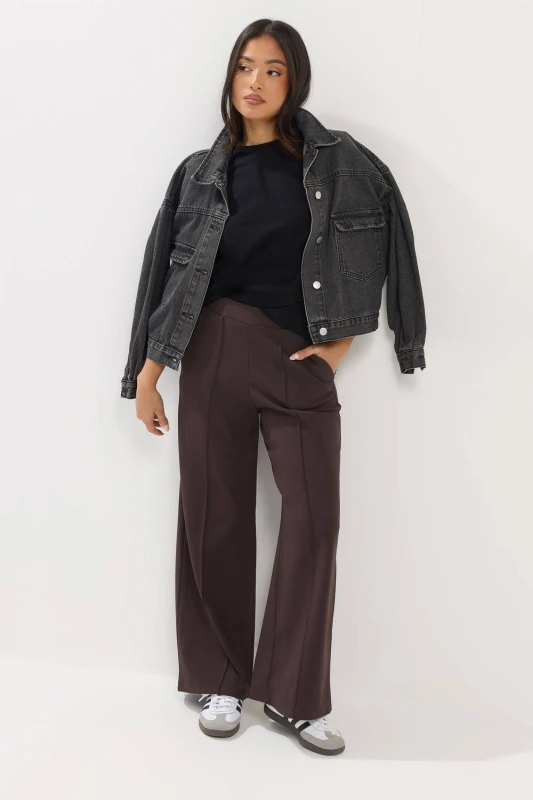 Image of PixieGirl Womens Petite Pintuck Trousers in Chocolate Size: 8S Chocolate Female 8S