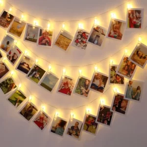Image of Photo Clip Light Chain 42 Pictures Integrated LEDs Remote Controlled