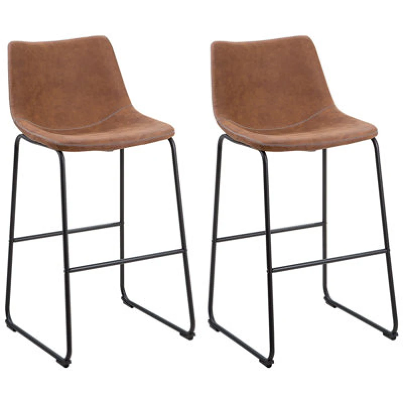 Image of Beliani Set Of 2 Bar Chairs Franks Golden Brown