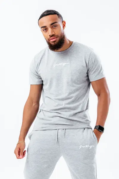 Image of JustHype UK hype grey marl scribble mens t-shirt