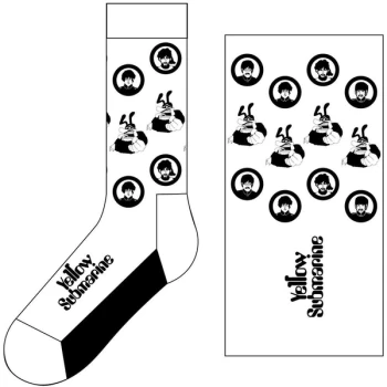 Image of The Beatles - Band & Meanies Monochrome Unisex UK Size 7 - 11 Ankle Socks - White