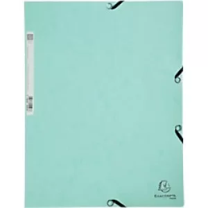 Image of Exacompta Elasticated 3 Flap Folder A4, 400gsm, Pastel Green, Pack of 25