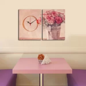 Image of 2P3040CS-154 Multicolor Decorative Canvas Wall Clock (2 Pieces)