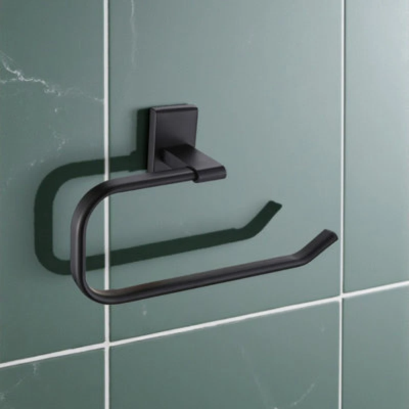 Image of Showerdrape Unity Black Stainless Steel Wall Mounted Towel Ring Black