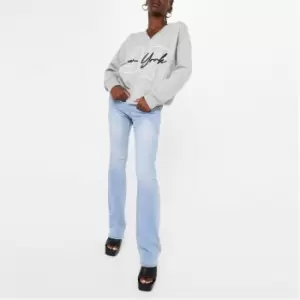 Image of I Saw It First V Neck New York Baseball Sweatshirt - Grey