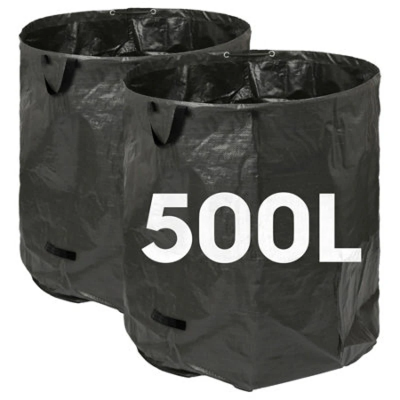 Image of Harbour Housewares 500L Garden Waste Bags With Handles - Black - 2X Large Strong Reusable Plastic Heavy Duty Gardening Rubbish Refuse Sacks