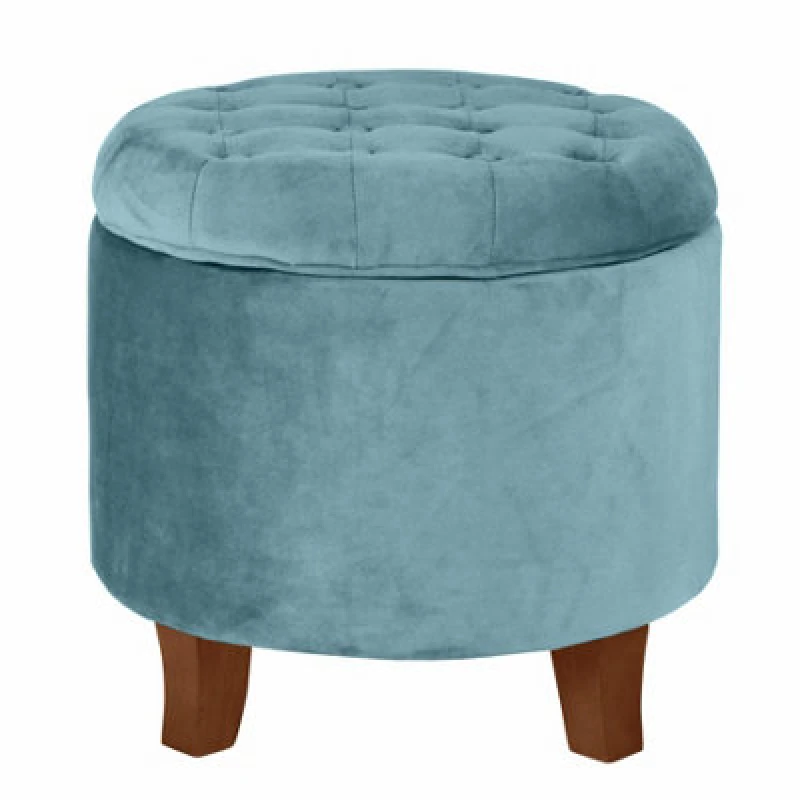 Image of Essential Living Cambridge Tufted Round Storage Ottoman - Teal, Green K6171-B122