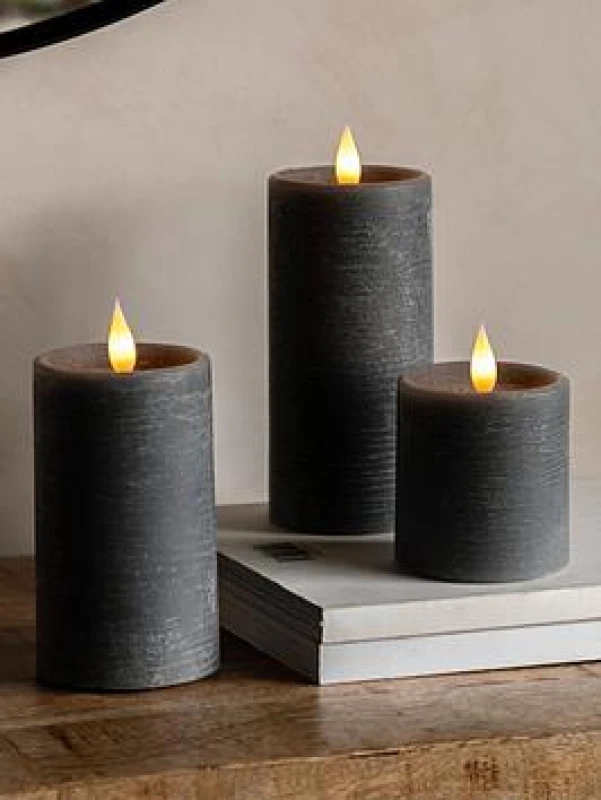 Image of Crossland Grove LED 1 Wick Candle Grey 3Pk 70X70X150mm, Grey 5061090000000