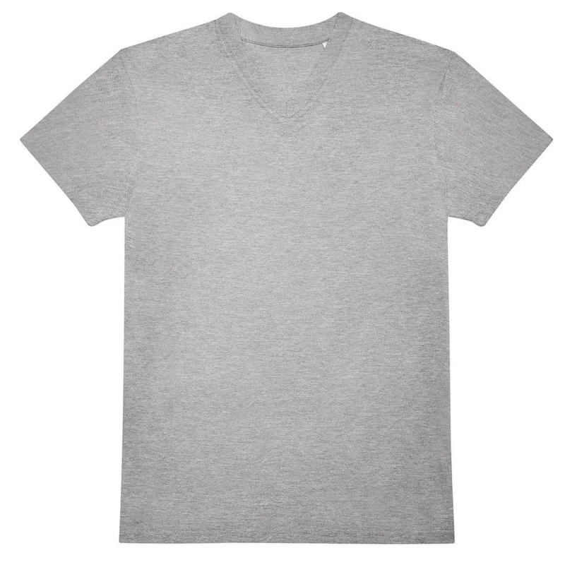 Image of B&C Mens E150 Plain V Neck T-Shirt in Grey Size: Small Grey Male S