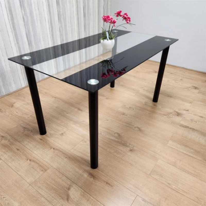 Image of KOSY KOALA STUNNING GLASS BLACK AND CLEAR DINING TABLE (Table only,no chairs)