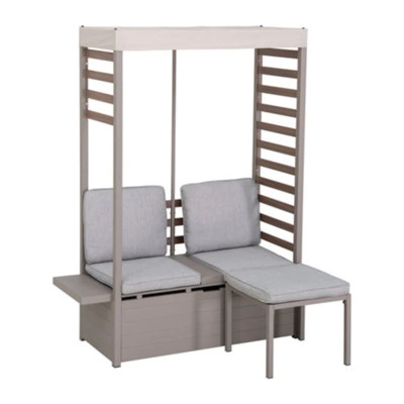 Image of Sunjoy Outdoor 2-Seater Sofa With Footstool Patio Loveseat With Storage And Uv Resistant Canopy