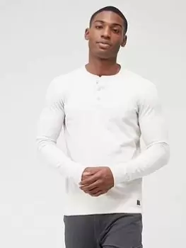 Image of Superdry Long Sleeve Grandad T-Shirt - Oatmeal, Oatmeal Size XL Men