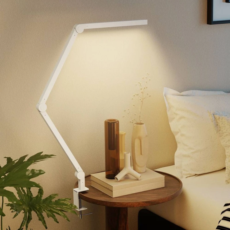 Image of HOMCOM Desk Lamp with Adjustable Swing Arm, Dimmable LED Desk Light in White White Unisex
