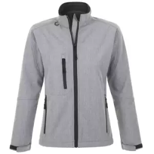 Image of SOLS Womens/Ladies Roxy Soft Shell Jacket (Breathable, Windproof And Water Resistant) (S) (Grey Marl)