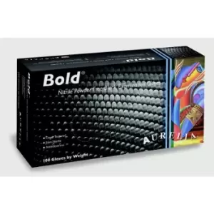 Image of Bold Nitrile Powder Free Disposable Examination Gloves (Pack Of 100) (L) (Black) - Black - Aurelia