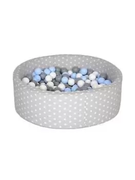 Image of Cotton Ball Pit Grey And Stars - Light Blue With 200 Balls - 6 Cm