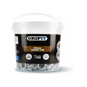 Image of Charlesbentley - Gripit 20mm Plasterboard Fixing - 100 Pack (Brown) Stud Wall Anchor Max 93kg - Brown