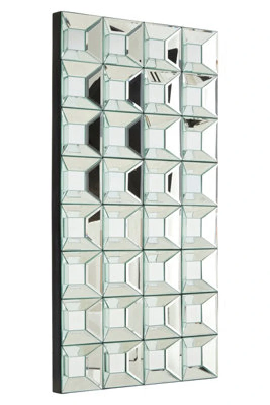Image of Orsina Multi Glass Bevelled Wall Mirror, Contemporary Geometric Mirror With 24 Mirrored Glass Squares, Black Frame