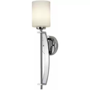 Image of IP44 Wall Light Large Single Opal Etched Glass Shade Polished Chrome LED G9 3.5W