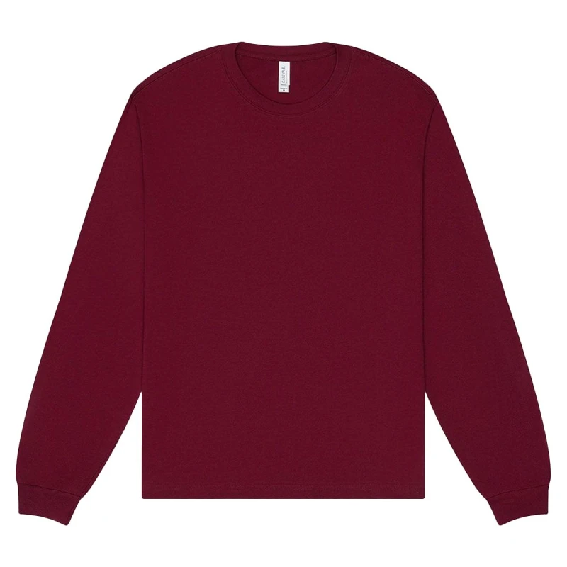 Image of Bella + Canvas Mens Heavyweight Boxy Long-Sleeved T-Shirt in Maroon Size: Large Maroon Male L