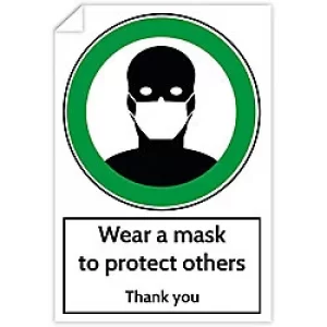 Image of Trodat Health and Safety Sticker Wear a mask to protect others PVC 20 x 30cm Pack of 3