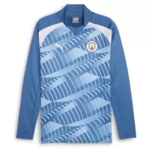 Image of Puma Manchester City Pre Match Sweat T-Shirt 2023 2024 Adults - Blue